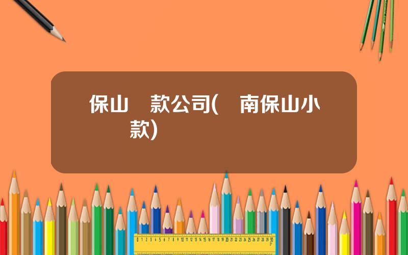 保山貸款公司(雲南保山小額貸款)