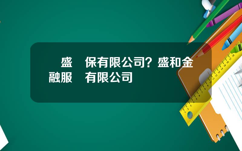 億盛擔保有限公司？盛和金融服務有限公司