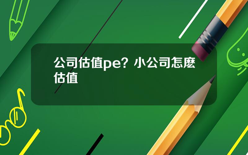 公司估值pe？小公司怎麽估值