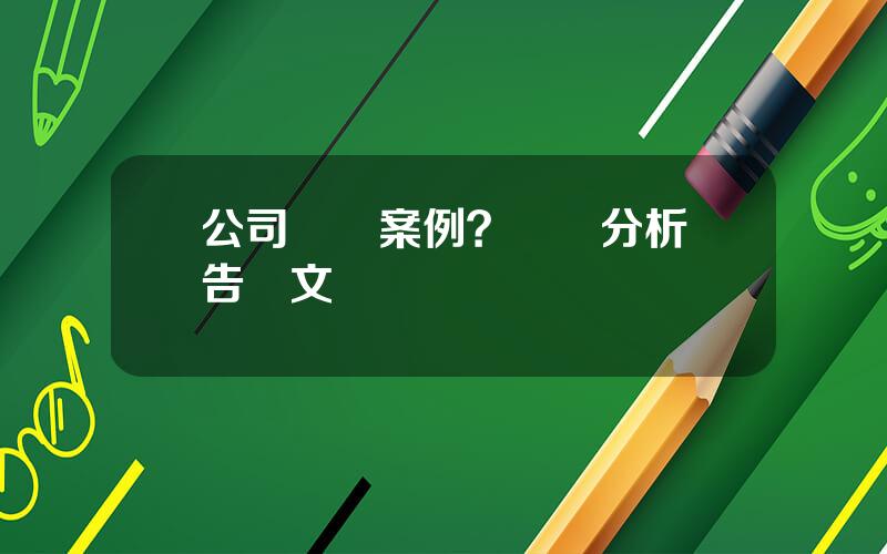 公司財務案例？財務分析報告範文