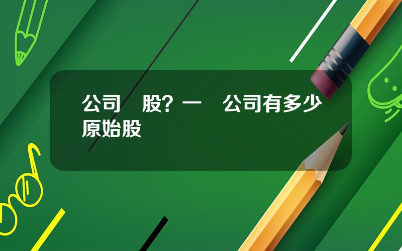 公司贈股？一個公司有多少原始股
