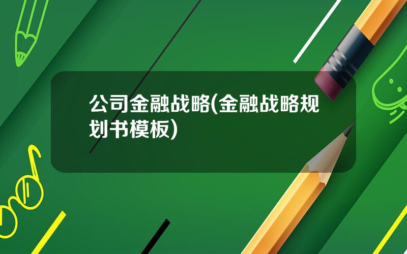 公司金融战略(金融战略规划书模板)
