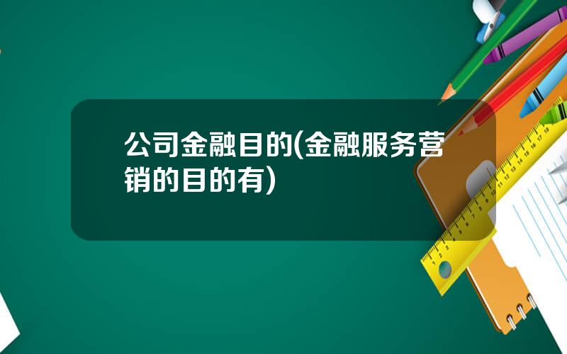 公司金融目的(金融服务营销的目的有)