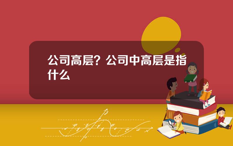 公司高层？公司中高层是指什么