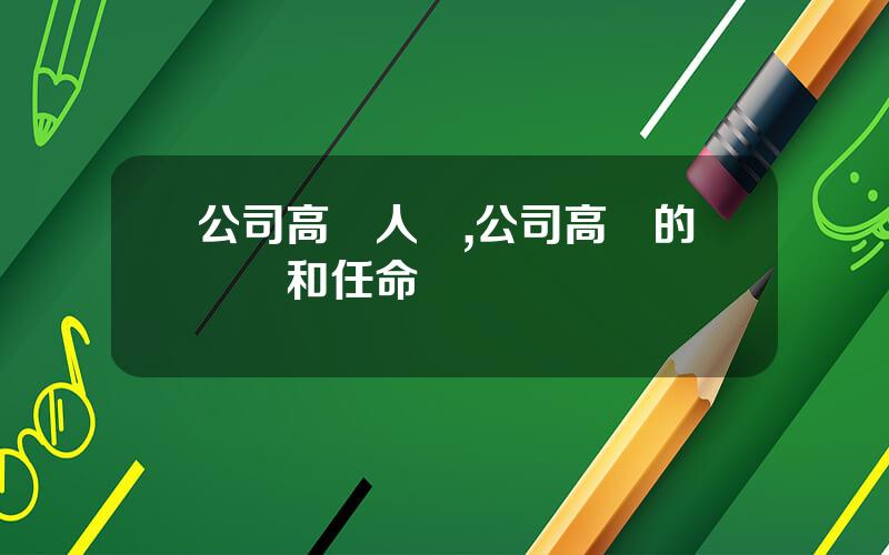 公司高琯人員,公司高琯的選擧和任命