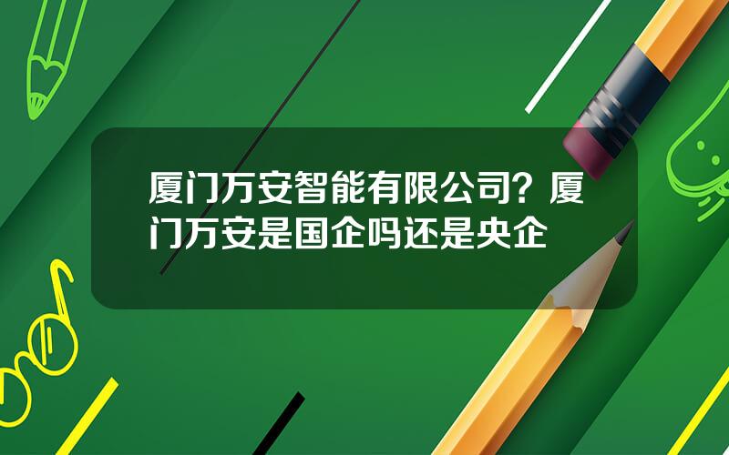 厦门万安智能有限公司？厦门万安是国企吗还是央企