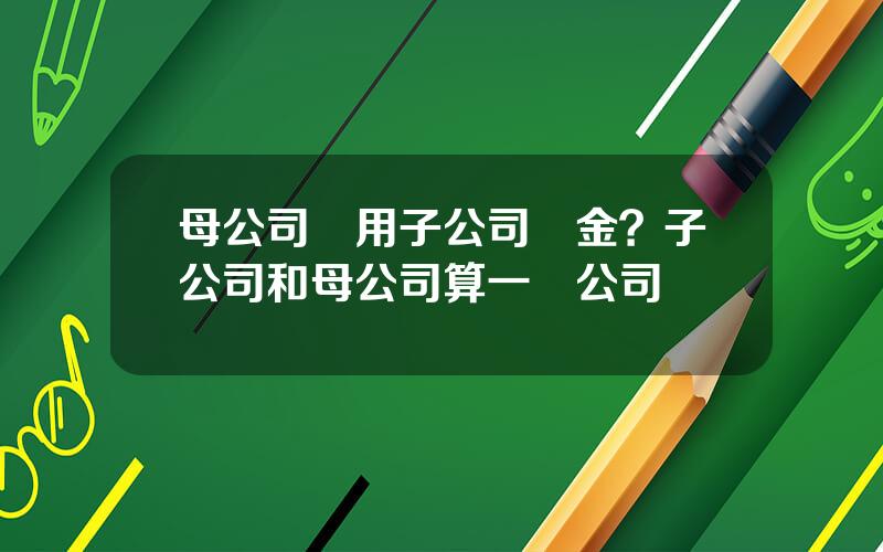 母公司佔用子公司資金？子公司和母公司算一個公司嗎