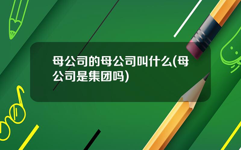母公司的母公司叫什么(母公司是集团吗)