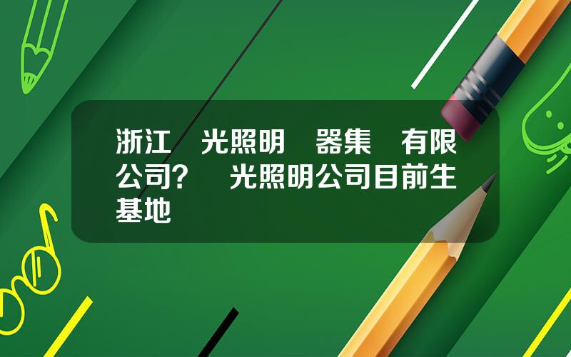 浙江陽光照明電器集團有限公司？陽光照明公司目前生産基地