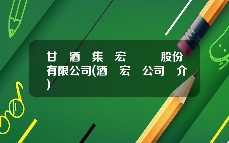 甘肅酒鋼集團宏興鋼鉄股份有限公司(酒鋼宏興公司簡介)