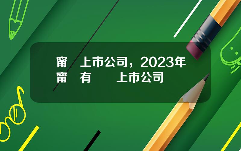 甯國上市公司，2023年甯國有幾個上市公司