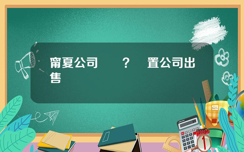 甯夏公司轉讓？閑置公司出售