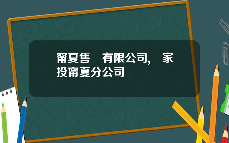 甯夏售電有限公司,國家電投甯夏分公司