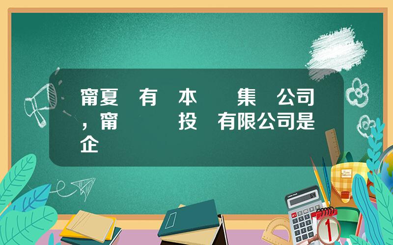甯夏國有資本運營集團公司，甯東開發投資有限公司是國企嗎