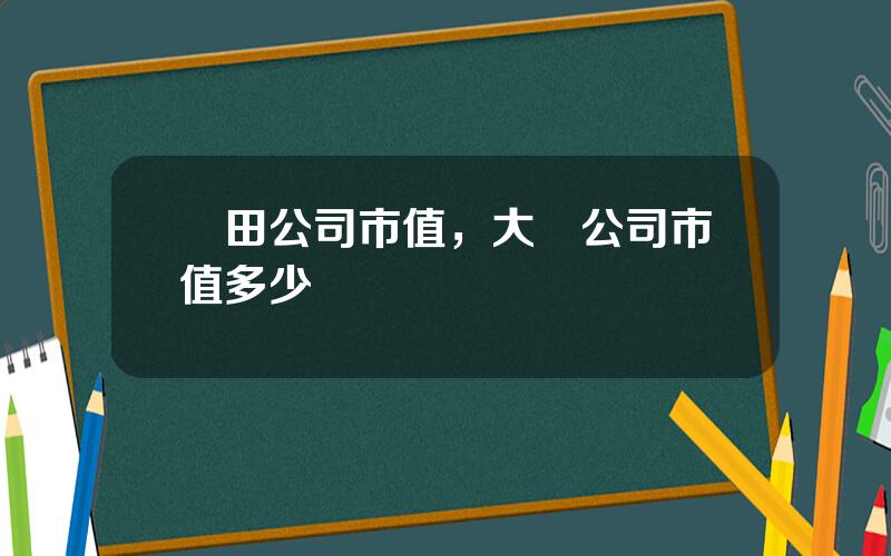 豐田公司市值，大衆公司市值多少億