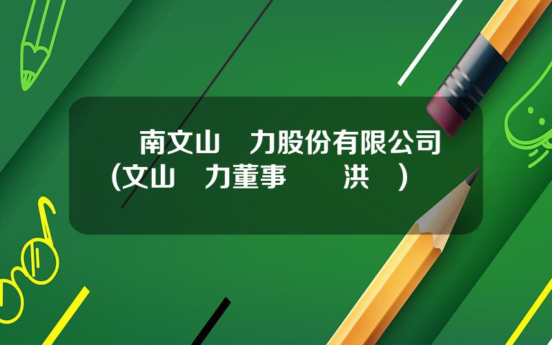 雲南文山電力股份有限公司(文山電力董事長薑洪東)